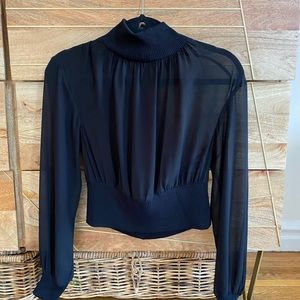 Women’s sheer see through long sleeve blouse